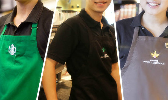 Sự khác biệt trên màu sắc tạp dề của Starbucks