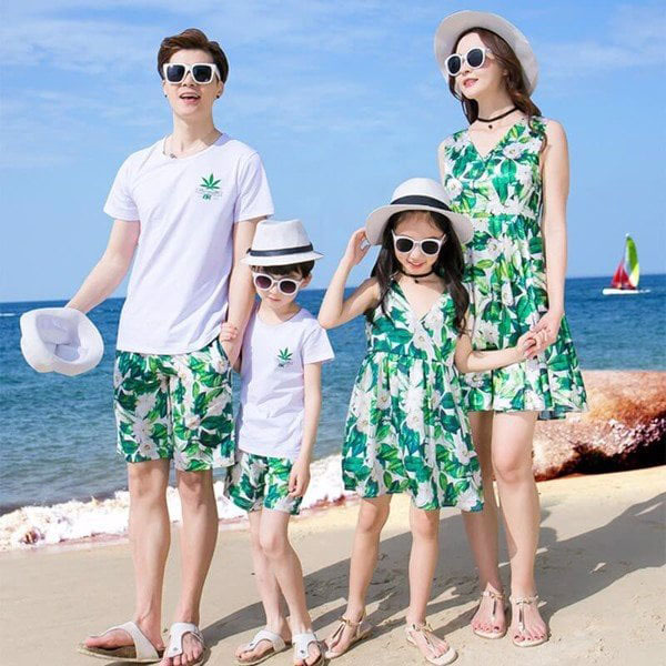 Áo váy maxi gia đình đi biển