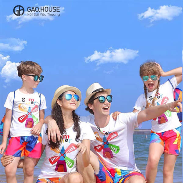 áo gia đình đi biển gạo house xdb043