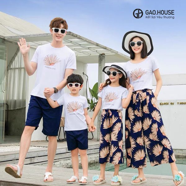 áo gia đình đi biển gạo house xdb046