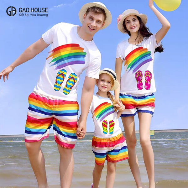 áo gia đình đi biển gạo house xdb072