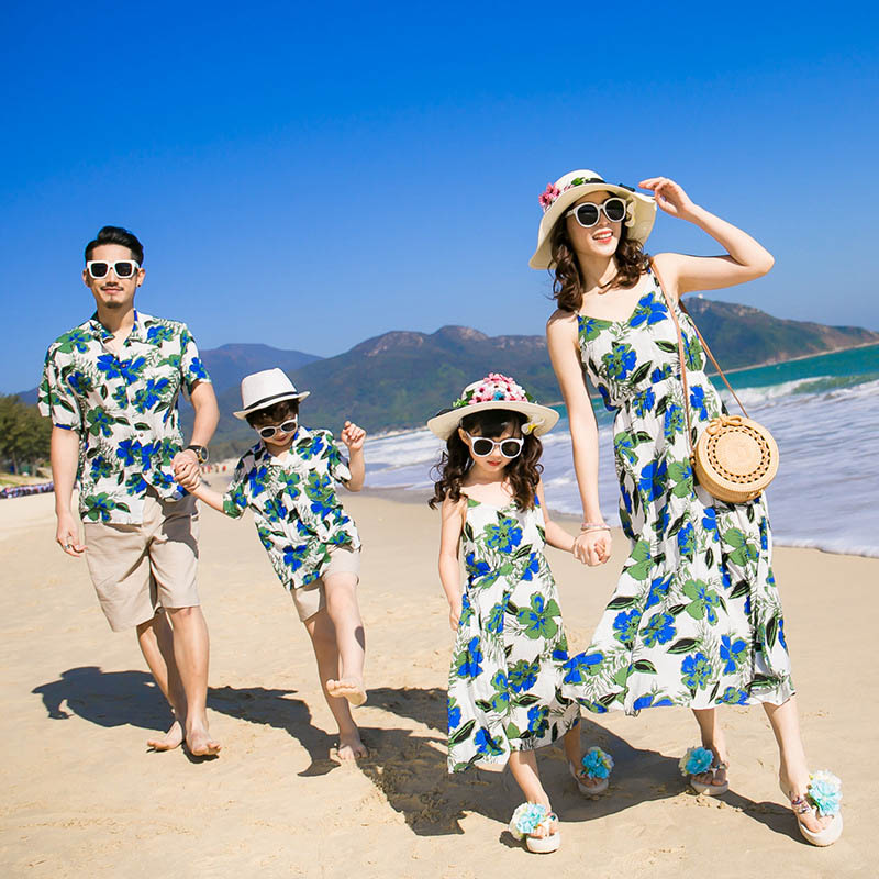 Váy maxi gia đình đi biển cao cấp