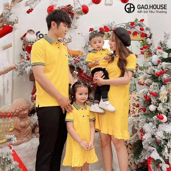 bộ quần áo đi biển gia đình có cổ