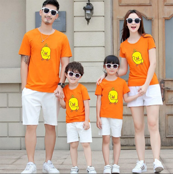 Áo đồng phục gia đình màu cam đào
