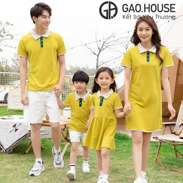Mua Áo gia đình đẹp - set đồng phục gia đình váy áo thun có cổ dễ thương  màu xanh than AG02 | Tiki