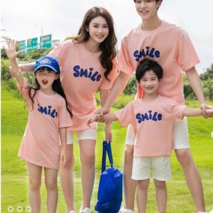 Áo gia đình màu hồng phấn Smile