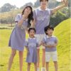 Áo váy gia đình màu tím dáng suông