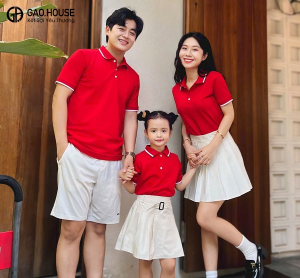 Áo thun đồng phục gia đình có cổ phối line