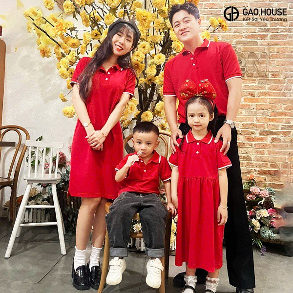 mua áo thụn đồng phục gia đình có cổ