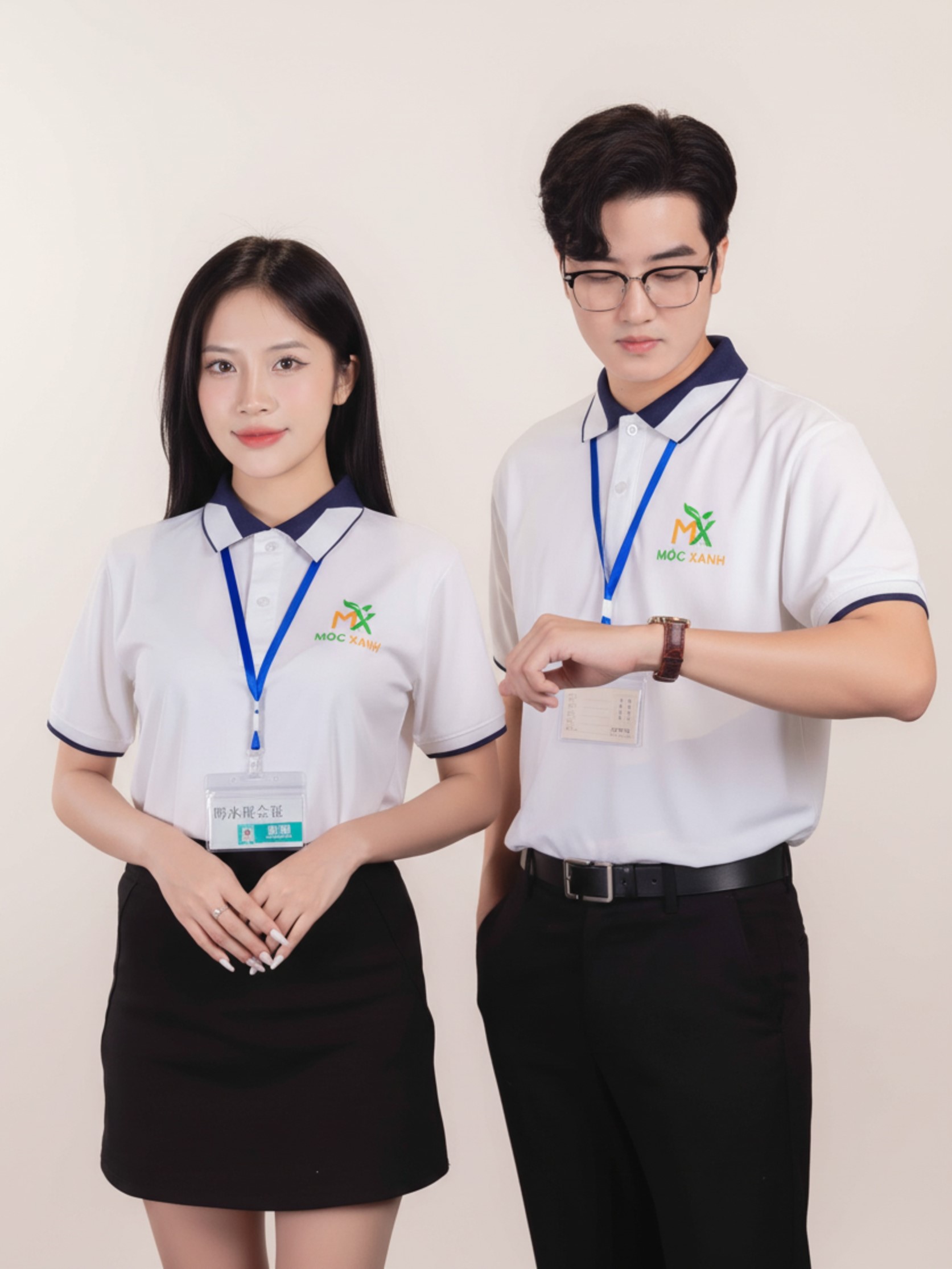 Áo nhóm 3D màu xanh phối trắng gradient