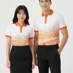 Áo 3D Công Ty Màu Trắng Phối Cổ Cam