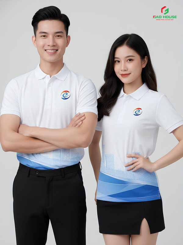 Áo 3D Doanh Nghiệp Màu Trắng Cổ Bẻ
