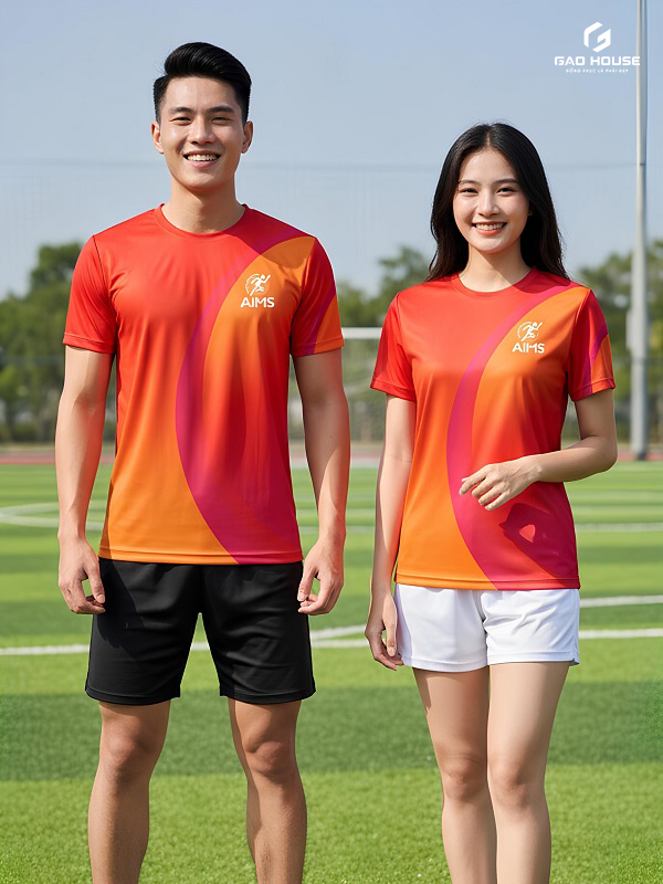 Đồng Phục 3D Thể Thao Màu Đỏ Cổ Tròn