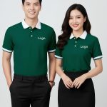 Áo Công Ty Màu Xanh Lá Đậm Phối Cổ Trắng