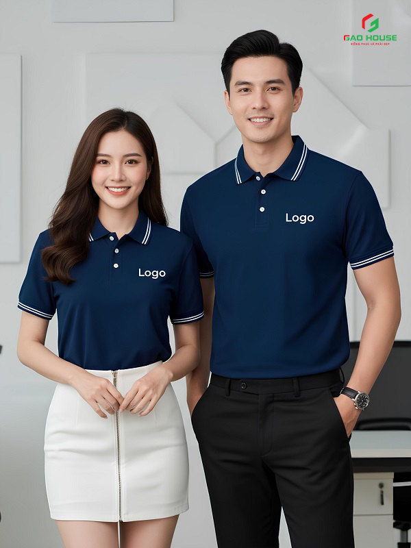 Áo Doanh Nghiệp Xanh Than Phối Cổ Line Trắng