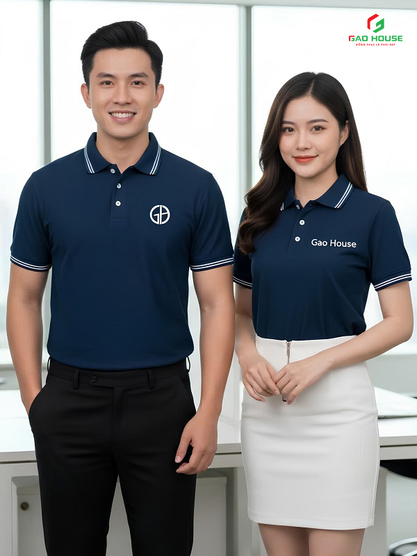 Áo Doanh Nghiệp Xanh Than Phối Cổ Line Trắng
