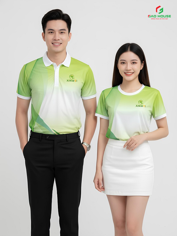 Đồng Phục 3D Màu Xanh Lá Phối Trắng