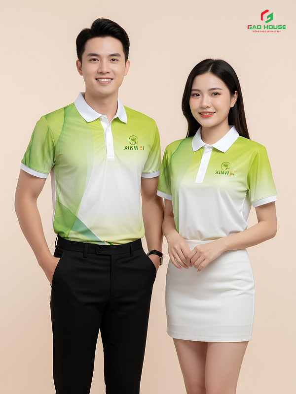 Đồng Phục 3D Màu Xanh Lá Phối Trắng