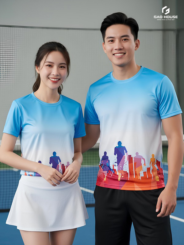 Áo Đồng Phục 3D Màu Xanh Trắng