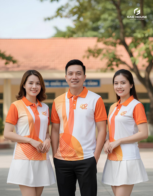 áo họp lớp 15 năm màu trắng phối cam