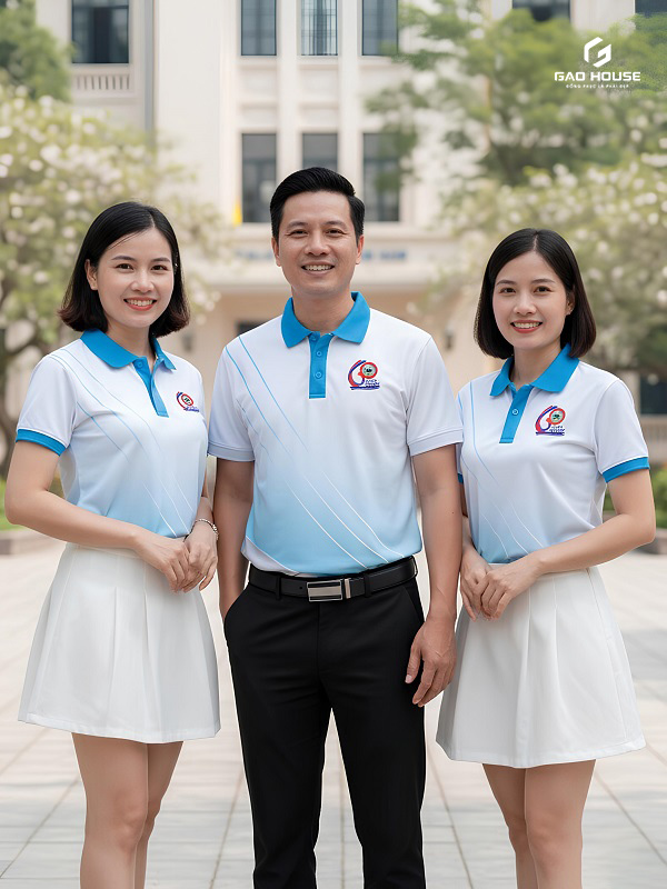 Áo Họp Lớp 3D Màu Trắng Phối Xanh