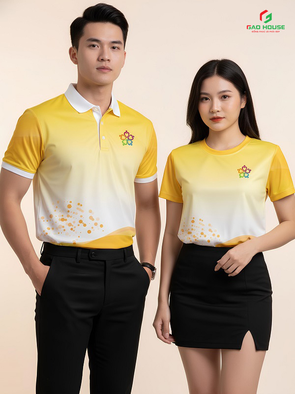 Áo Phông 3D Màu Vàng Phối Trắng