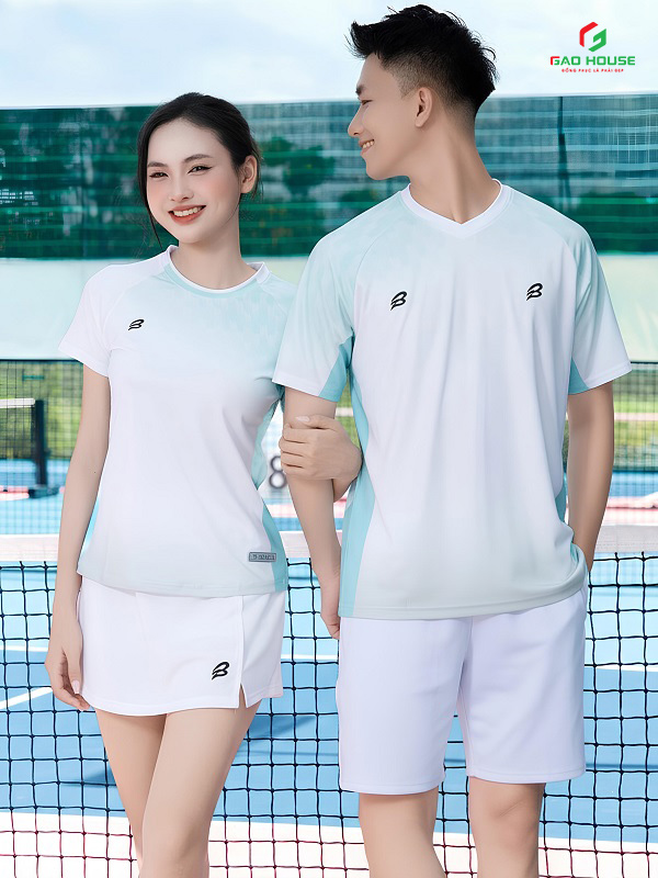 Áo 3D Thể Thao Cổ Tròn Màu Trắng Xanh Ngọc