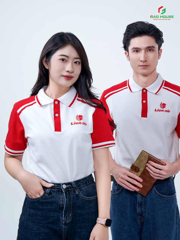 Áo Phông Công Ty Lion Air Màu Trắng Đỏ
