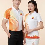 Áo 3D Doanh Nghiệp Màu Trắng Phối Đỏ Cam