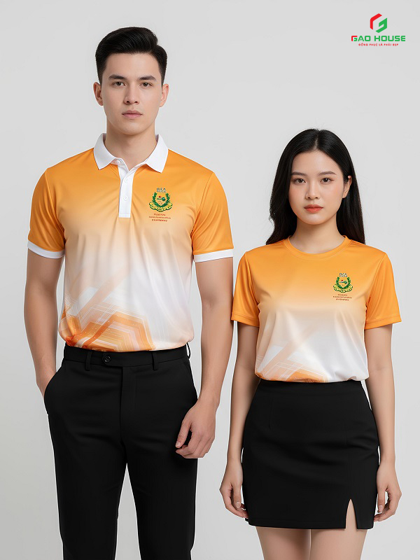 Áo Polo 3D Màu Cam Phối Trắng
