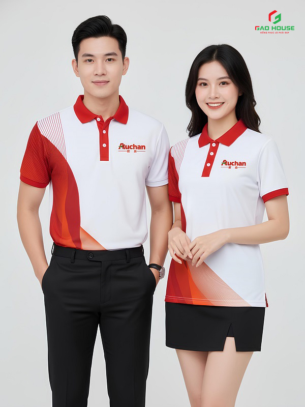 Áo Polo 3D Màu Trắng Đỏ