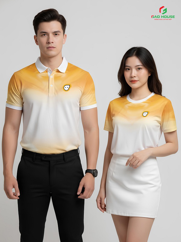 Áo Polo 3D Màu Trắng Phối Vàng