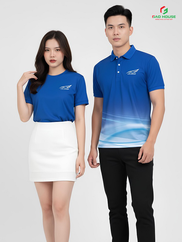 Áo Polo 3D Màu Xanh Dương Phối Trắng