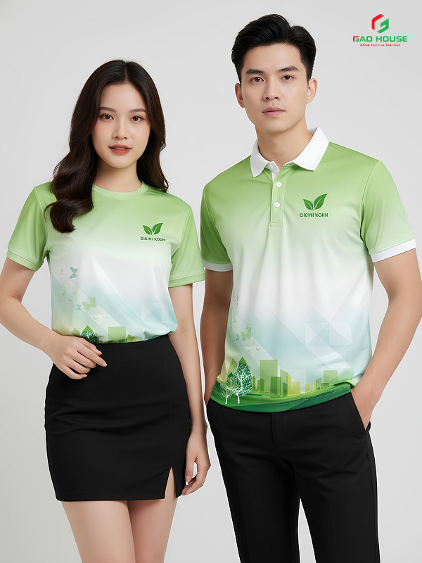 Áo Polo 3D Màu Xanh Lá Phối Trắng