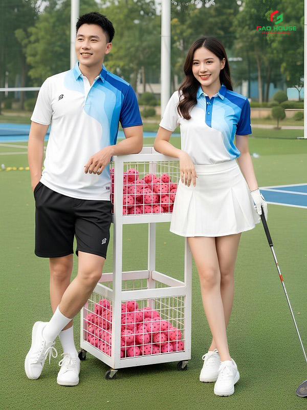 Áo Polo 3D Thể Thao Màu Trắng Xanh