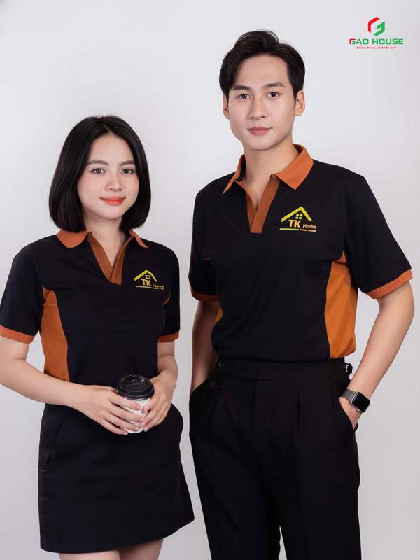 Áo Polo Công Ty Màu Đen Phối Cổ Trụ V Đỏ