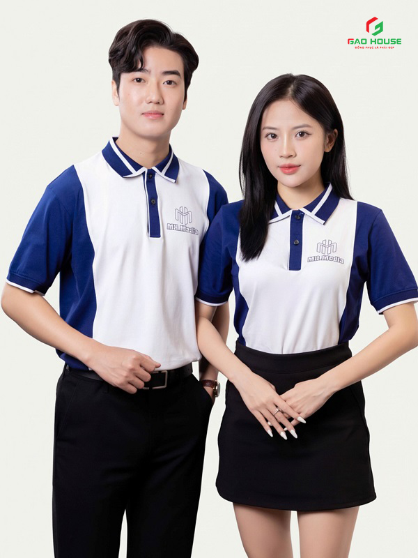Áo Polo Công Ty Màu Trắng Phối Sườn Xanh
