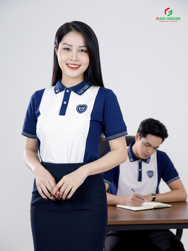 Áo Polo Doanh Nghiệp Màu Trắng Phối Sườn Xanh