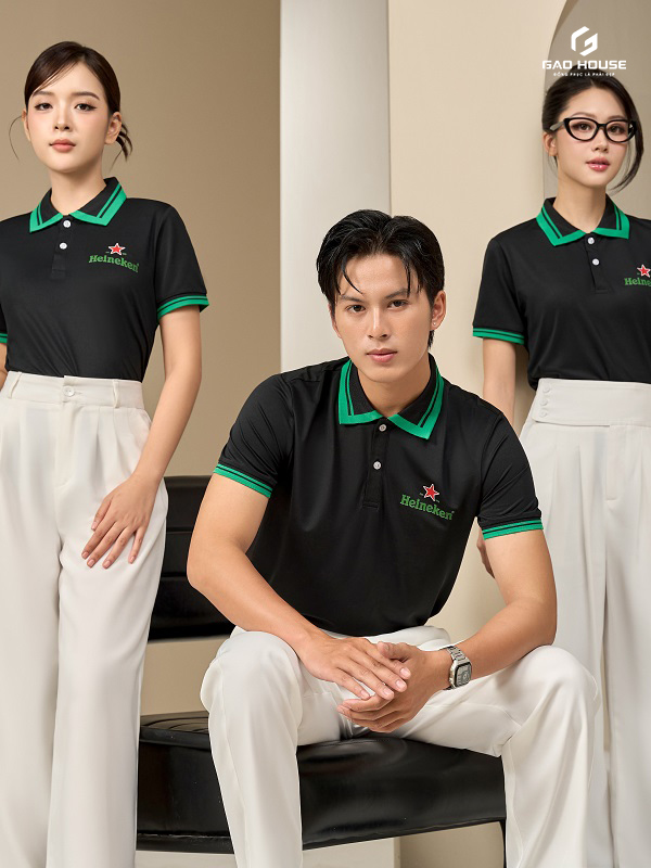 Áo Polo Đồng Phục Heineken Màu Đen