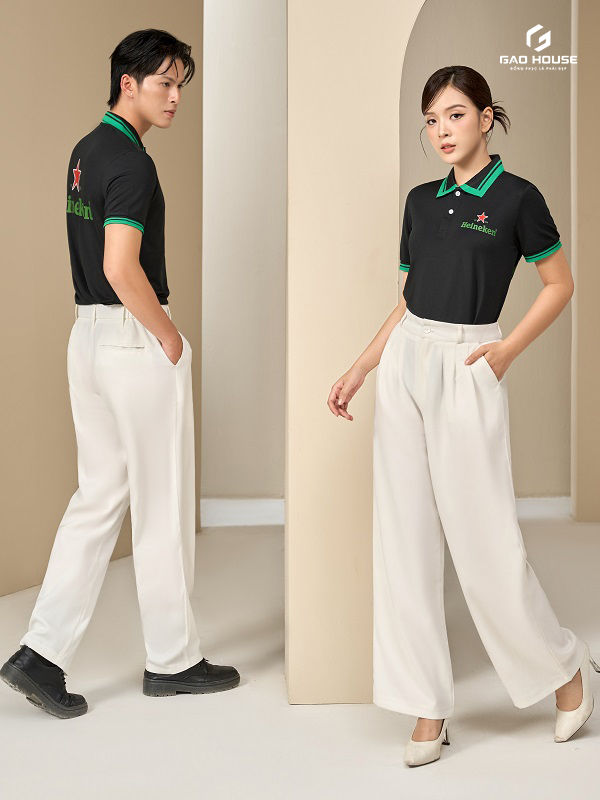 áo polo đồng phục heineken màu đen