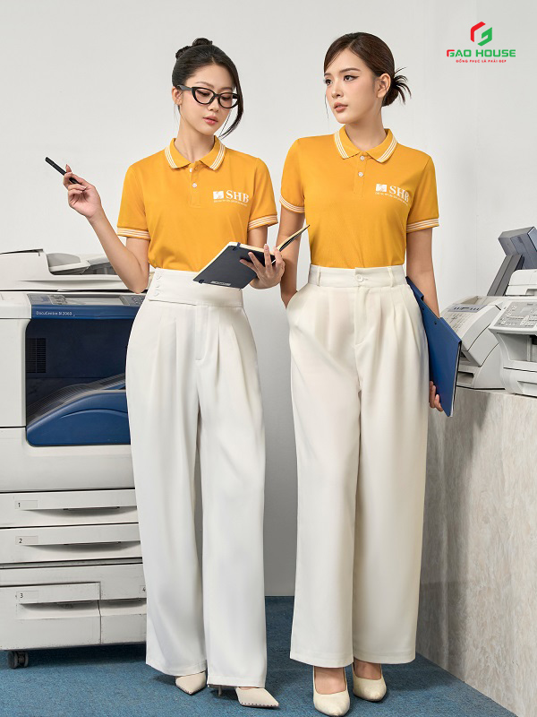 áo polo đồng phục ngân hàng shb màu cam