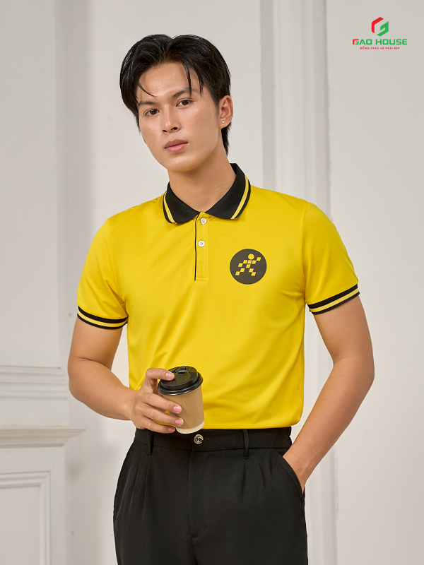 áo polo thế giới di động màu vàng