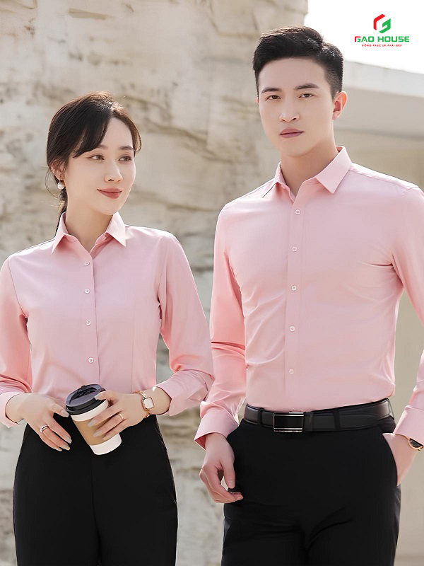 Áo Sơ Mi Đồng Phục Công Sở Màu Hồng