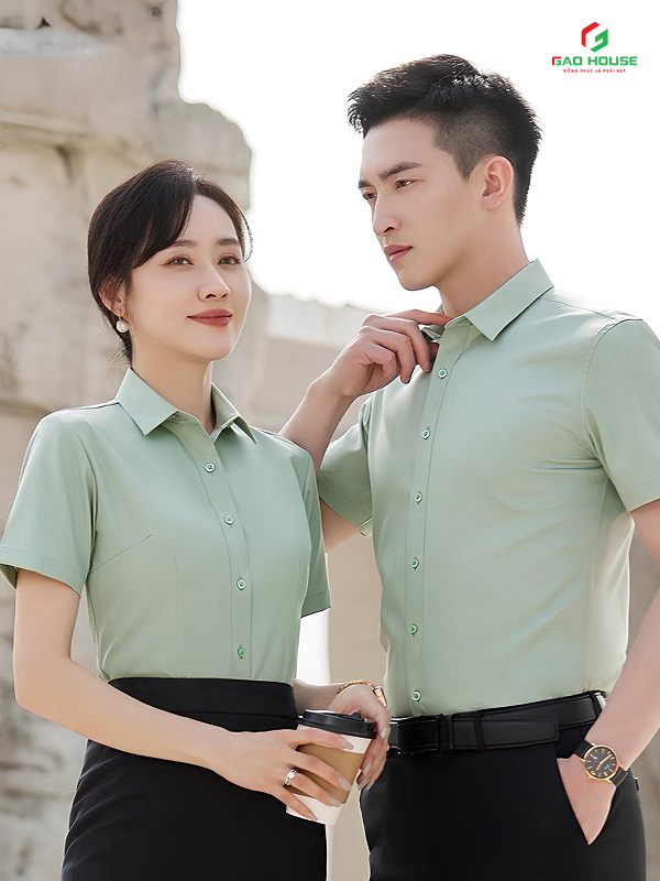Áo Sơ Mi Đồng Phục Công Sở Màu Xanh Lá