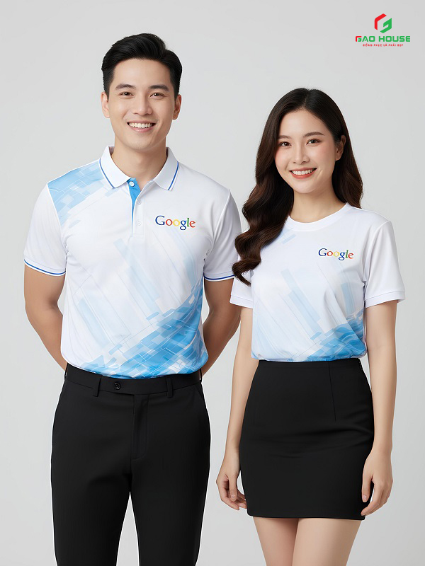 Áo Thun 3D Đồng Phục Google Màu Trắng Xanh