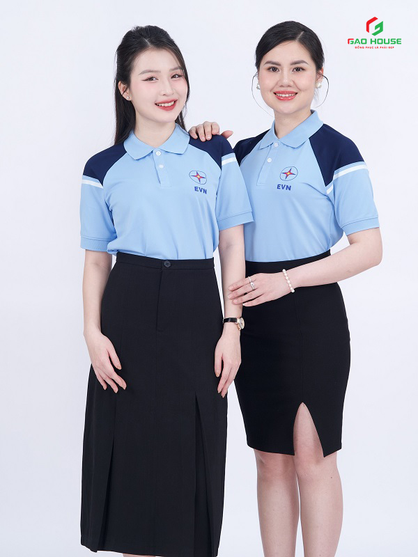 áo thun đồng phục evn màu xanh