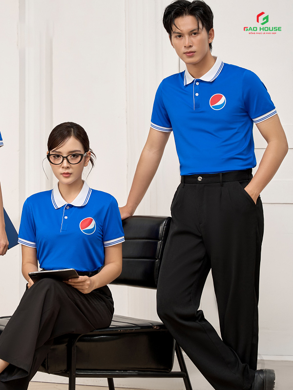 áo thun đồng phục pepsi màu xanh
