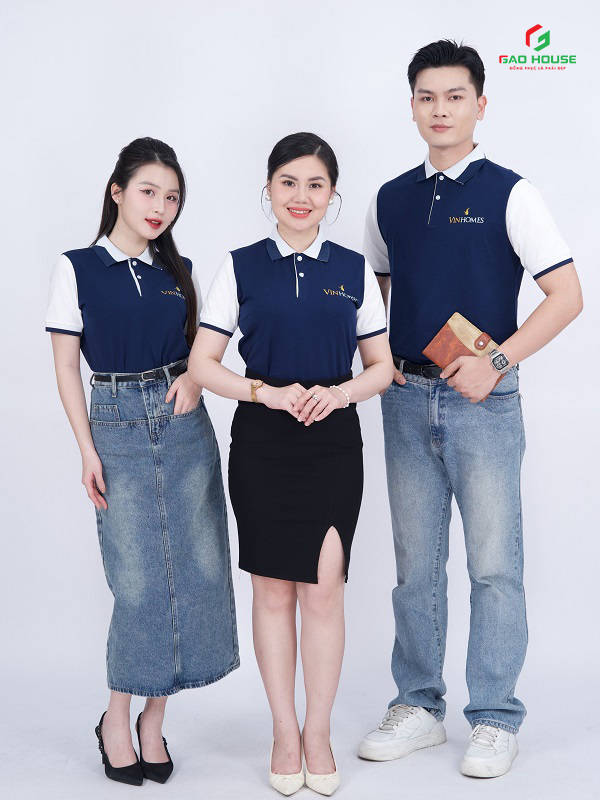áo thun đồng phục vinhomes màu xanh 