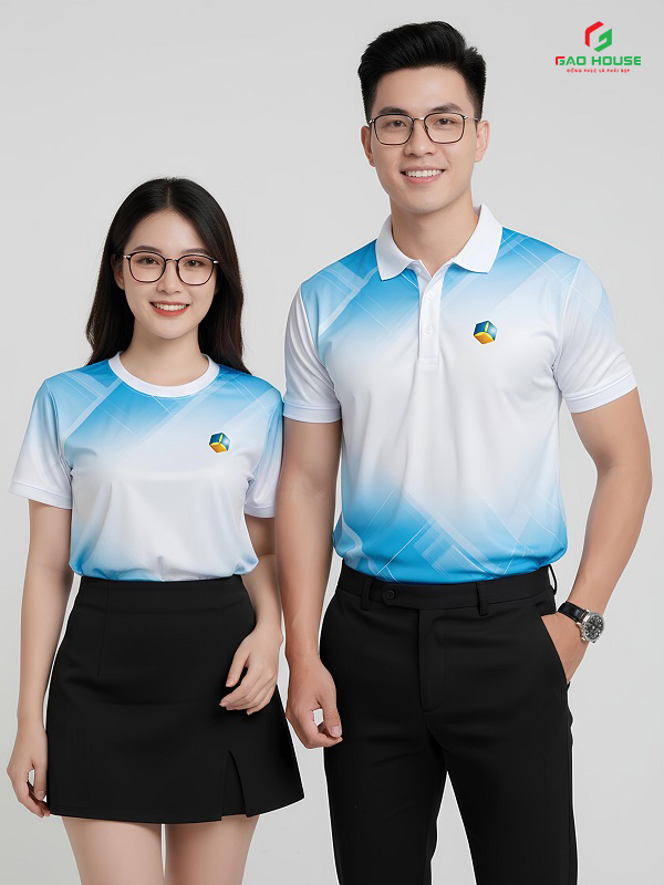 Đồng Phục Áo Thun 3D Cổ Bẻ Màu Trắng