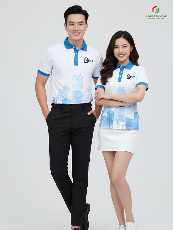 Đồng Phục Doanh Nghiệp 3D Màu Trắng Xanh